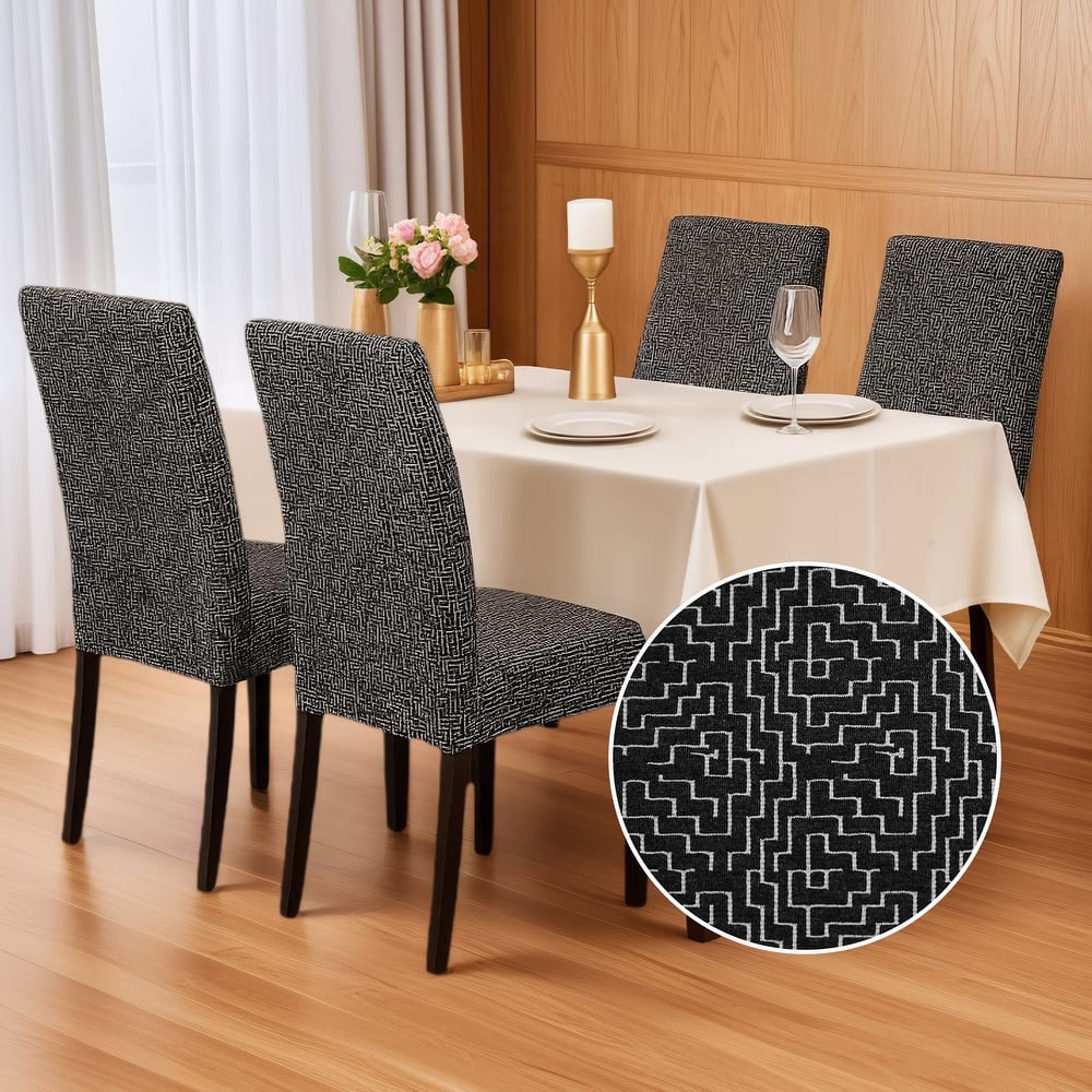 Stretch Jacquard Spandex Chair Covers 4 Pieces - 18x18x24 Inch