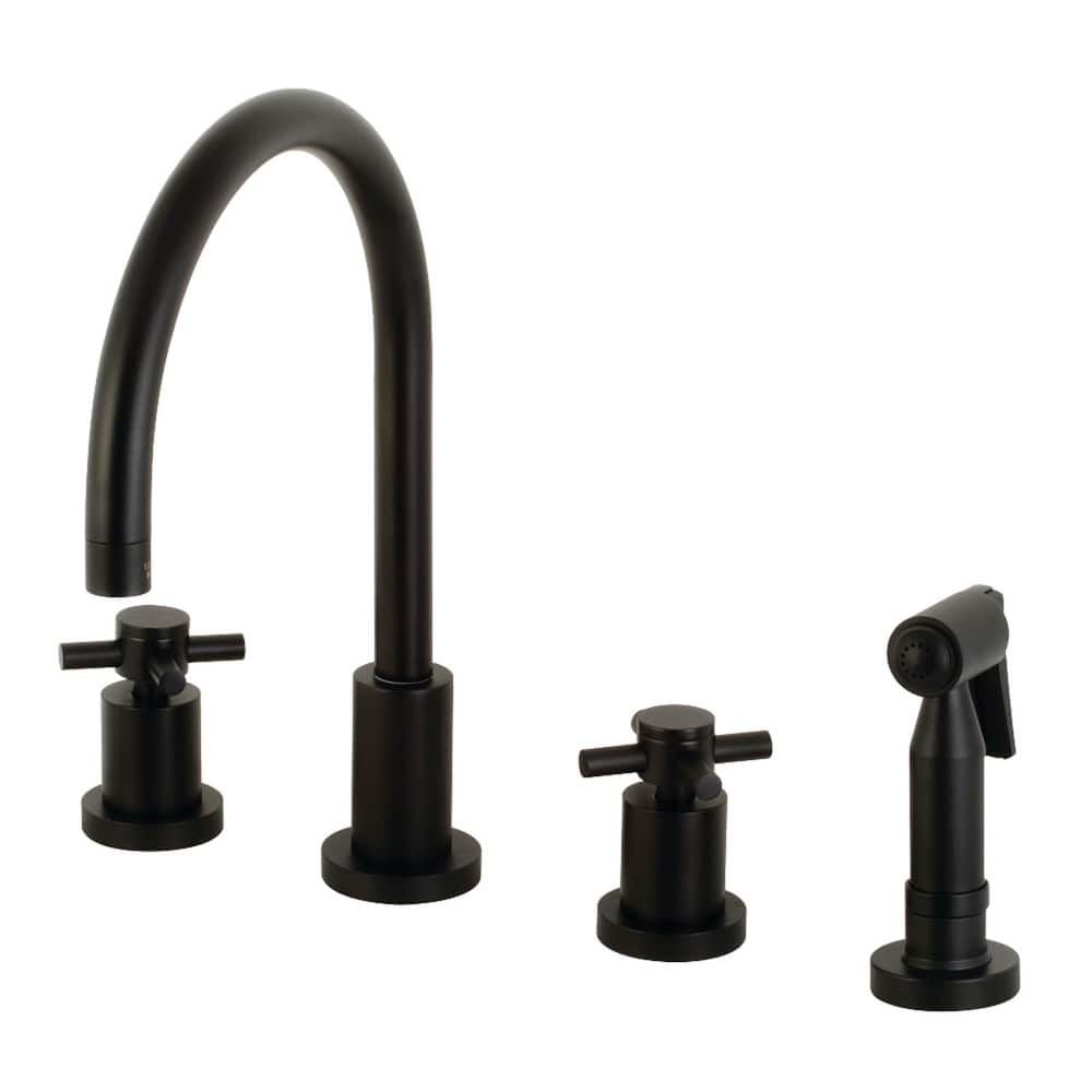 Concord Deck Mount Widespread Kitchen Faucet with Brass Sprayer