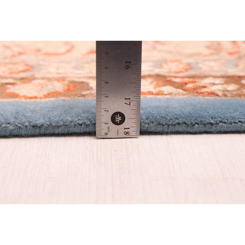 ECARPETGALLERY Hand-knotted Mirzapur Blue Viscose, Wool Rug - 6'3 x 9'10