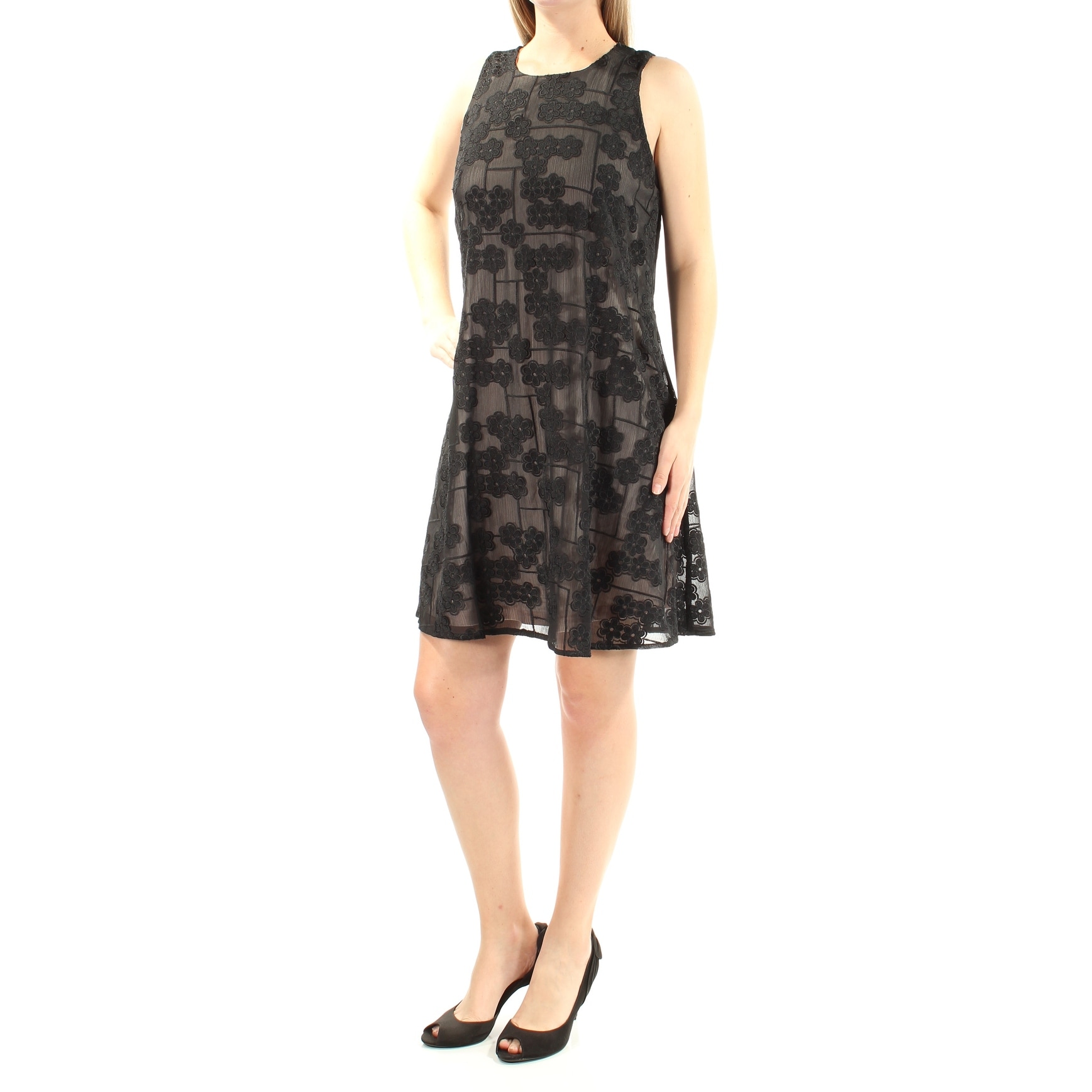 black trapeze cocktail dress