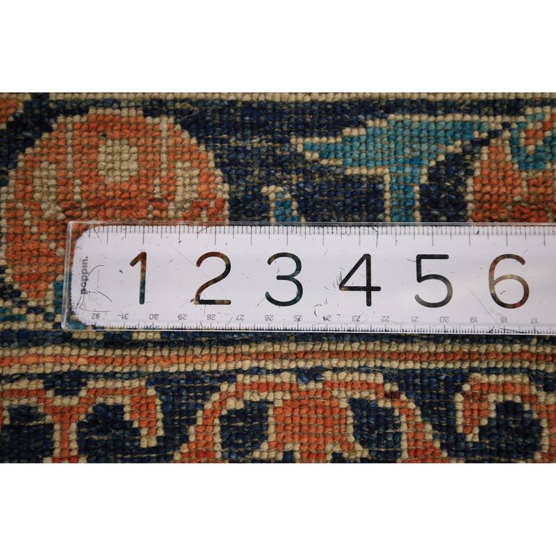 Blue & Orange Ziegler Vegetable Dye Area Rug Hand-Knotted Wool Carpet - 6'2" x 9'5"