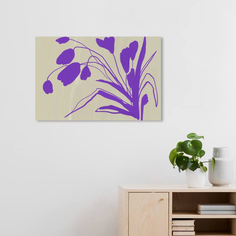 Wynwood Studio Canvas Abstract Agapanthus Flowers Purple and Light Gray Modern & Contemporary Wall Art Canvas Print