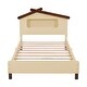 preview thumbnail 4 of 48, Wood Bed Frame w/ House-Shaped Headboard & Motion Activated Night Lights for Kids
