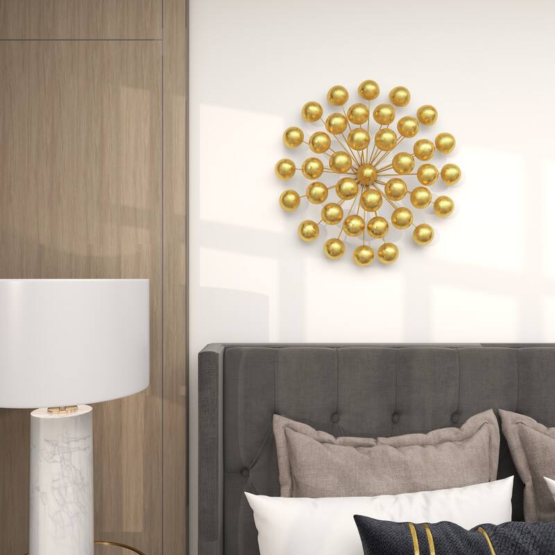 Gold Metal Starburst Home Wall Decor with Orb Detailing