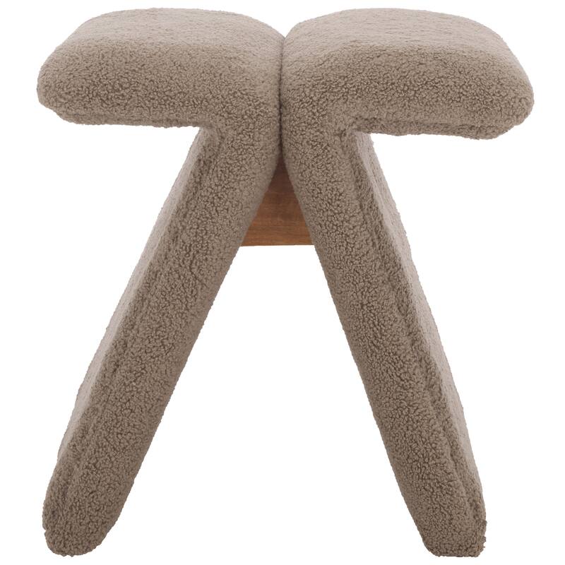 SAFAVIEH Couture Tessabella Teddy Fabric Ottoman - Dark Brown