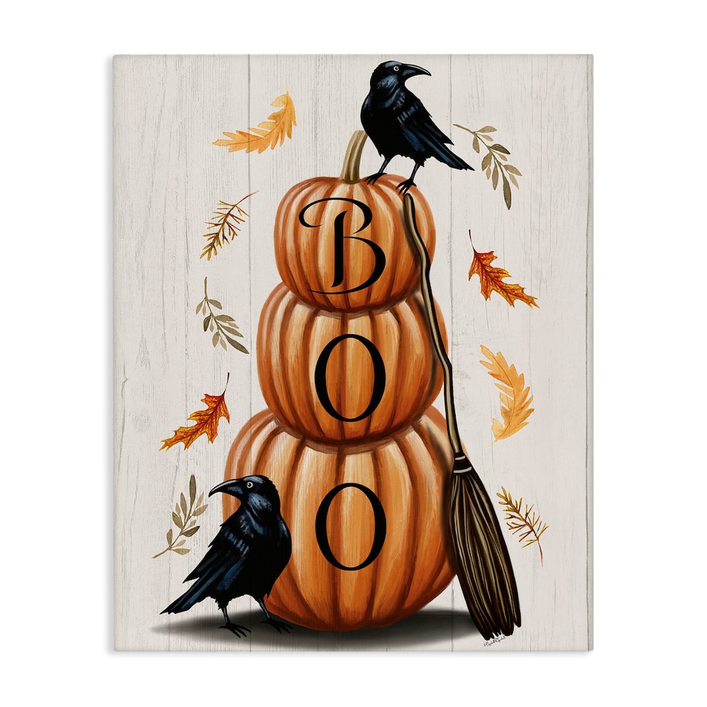 Stupell Boo Crows & Pumpkins Canvas Wall Art Design By Elizabeth Tyndall