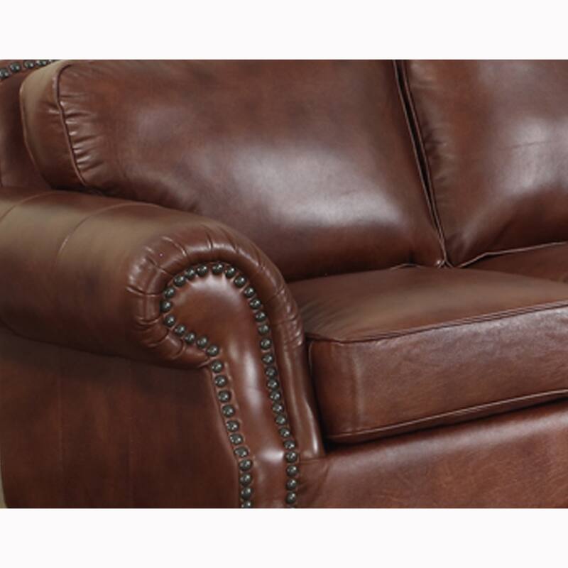 Brandon Distressed Whiskey Top Grain Italian Leather Sofa and Two Chairs Set