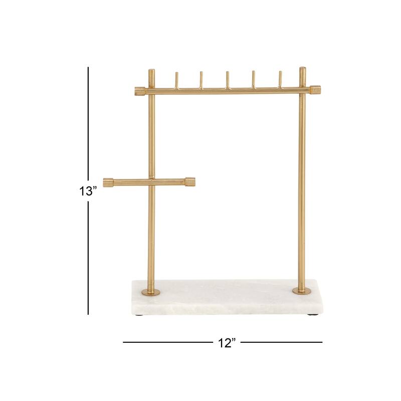 Marble Jewelry Stand with Rectangular Base - Gold - Roche River Decor