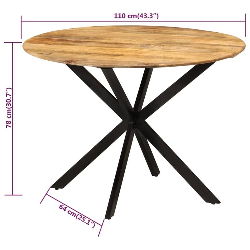 vidaXL Dining Table Ø43.3"x30.7" Solid Wood Reclaimed and Steel - Brown