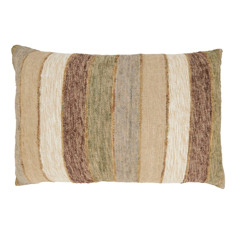 Classic Chic Striped Throw Pillow - 16"x24" - Polyester - Natural