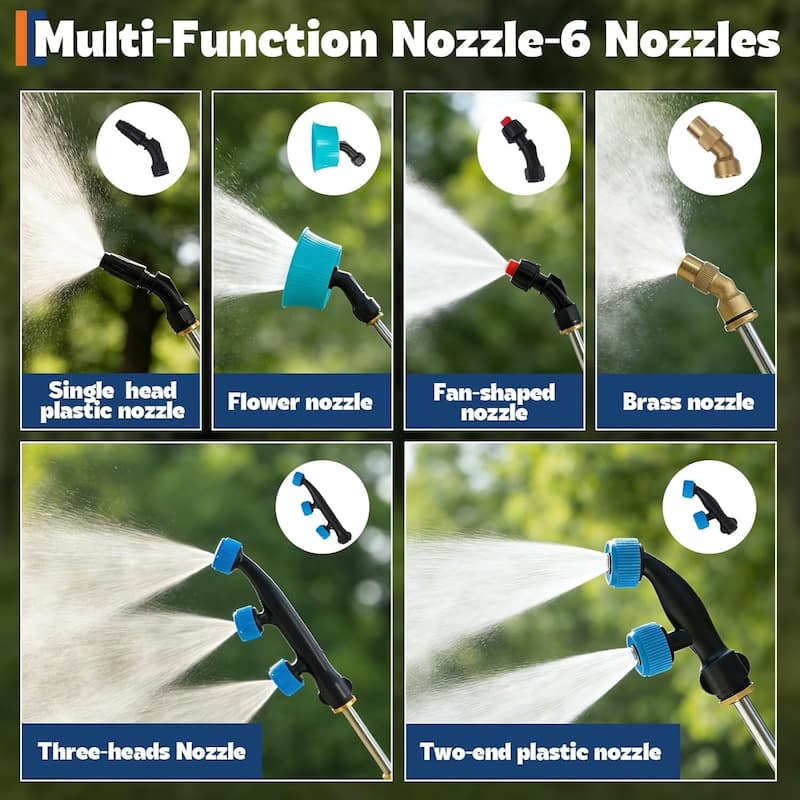 13 Gallons Battery Powered Backpack Sprayer with Wheeled Cart, 6 Nozzles & 2 Wands - N/A