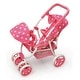 preview thumbnail 9 of 10, Badger Basket Reversible Double Doll Stroller - Pink/Polka Dots
