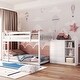 preview thumbnail 3 of 7, White Pine Wood Bunk Bed with 4 Drawers, 3 Shelves, and Built-in Ladder