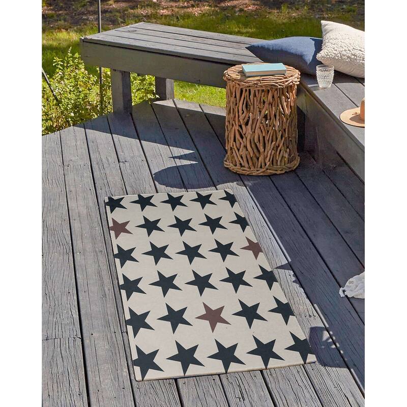 Stars with Blue and Red Americana Chenille Area Rug