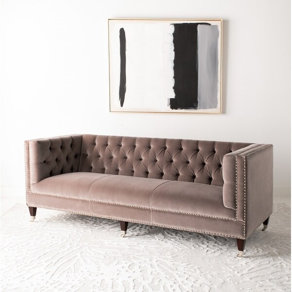 Safavieh Couture Miller Grey Velvet Commercial Grade Sofa. Opens flyout.