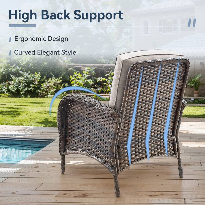 Gymojoy Stylish High Back Outdoor Wicker Dining Chairs Set of 2