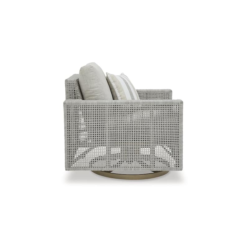 Signature Design by Ashley Seton Creek Gray Outdoor Swivel Lounge with Cushion - 36.38" W x 35" D x 36" H