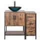 preview thumbnail 25 of 51, 36" Brown Bathroom Vanity Set with Side Cabinet Mid-Century Vanity with Sink & Faucet