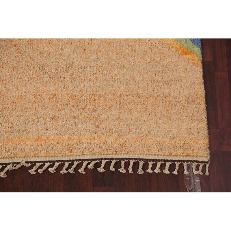 Geometric Tribal Moroccan Area Rug Wool Hand-knotted Oriental Carpet - 9'1" x 12'10"