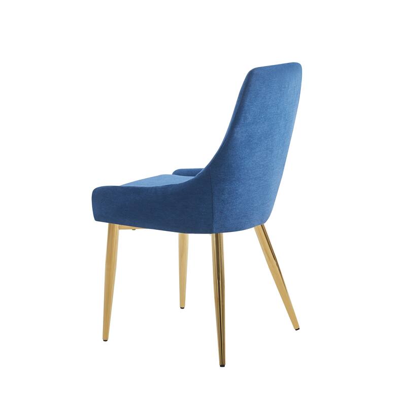 Set of 2 Classical Upholstered Accent Dining Chairs with Steel Legs