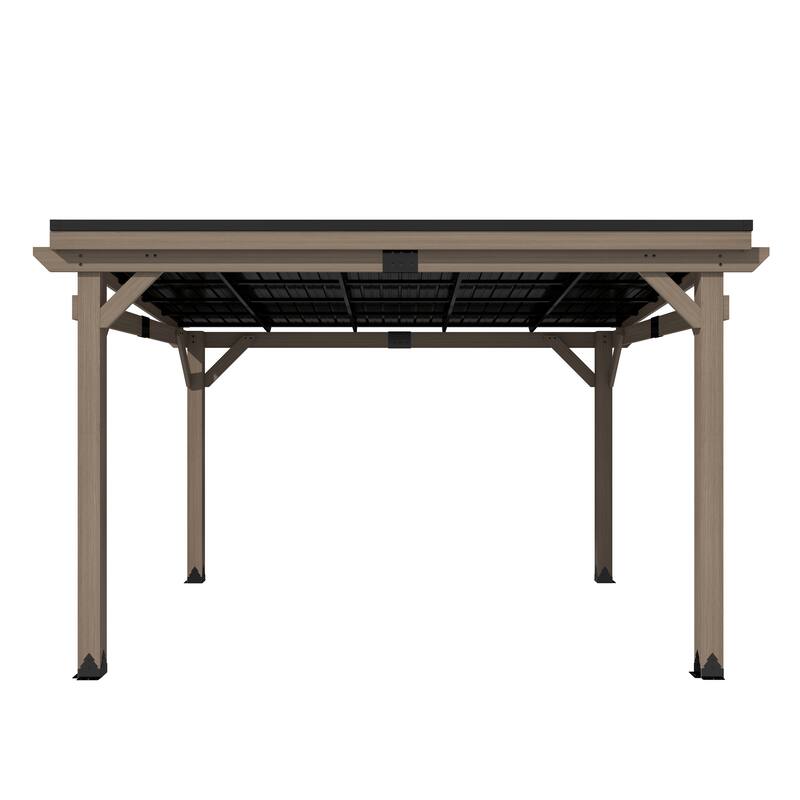 Outdoor Hardtop Gazebo, Cedar Wood Gazebo with Galvanized Steel‌ Roof