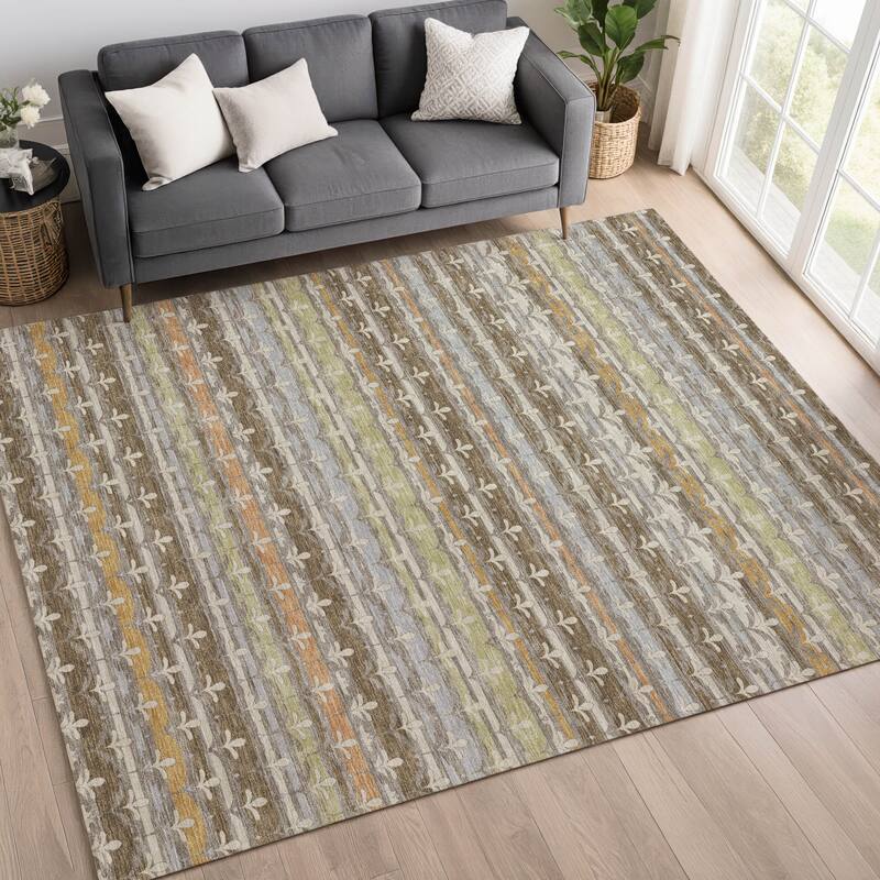 Machine Washable Indoor/ Outdoor Stripe Bramlage Chantille Rug