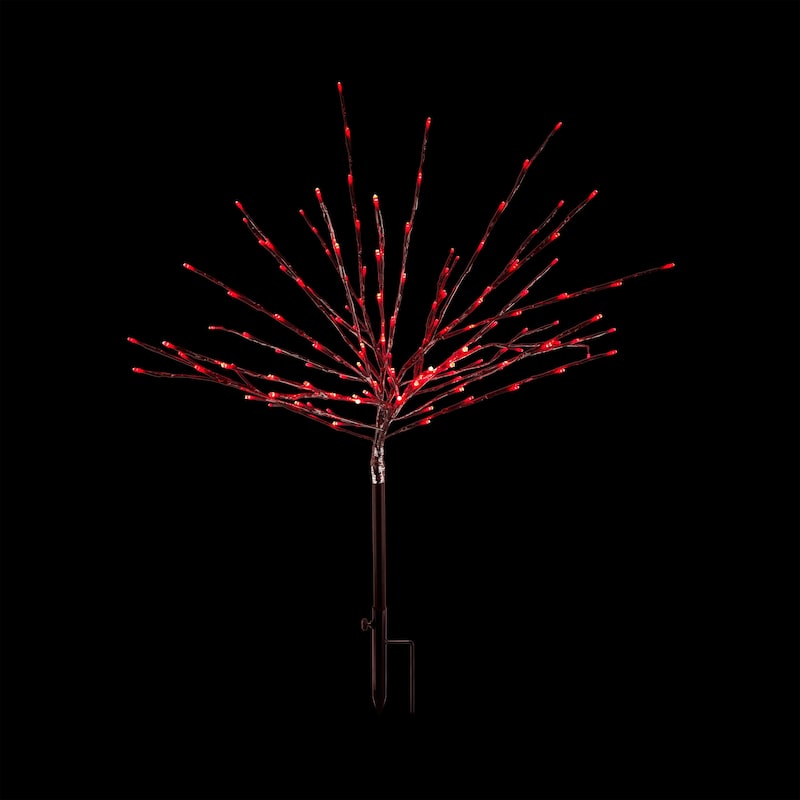 Alpine Corporation 39"H Indoor/Outdoor Metallic Foil Tree Stake Holiday Decoration with Green LED Lights