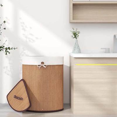 Bamboo Laundry Basket Space-saving Corner Triangle Laundry Hamper