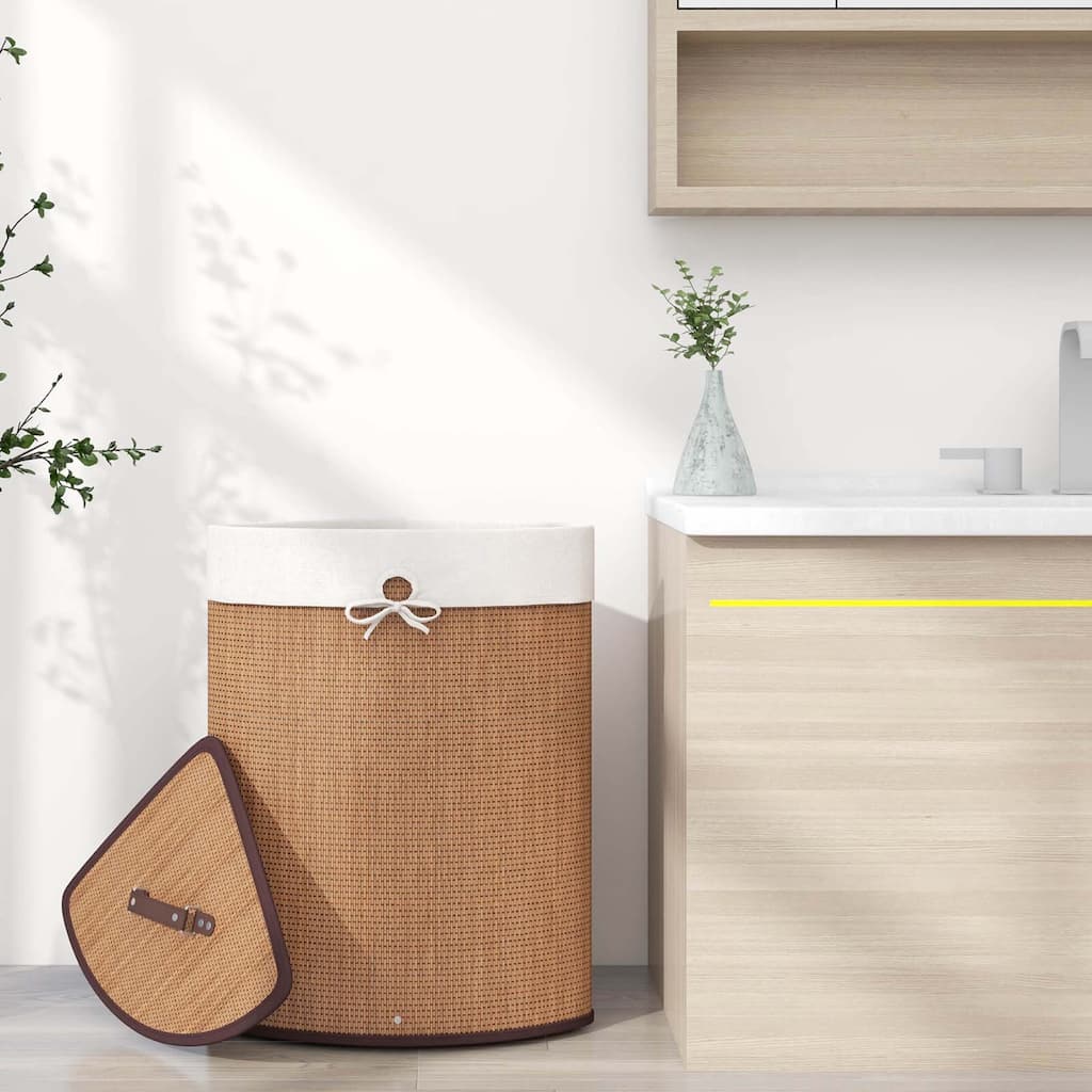 Bamboo Laundry Basket Space-saving Corner Triangle Laundry Hamper