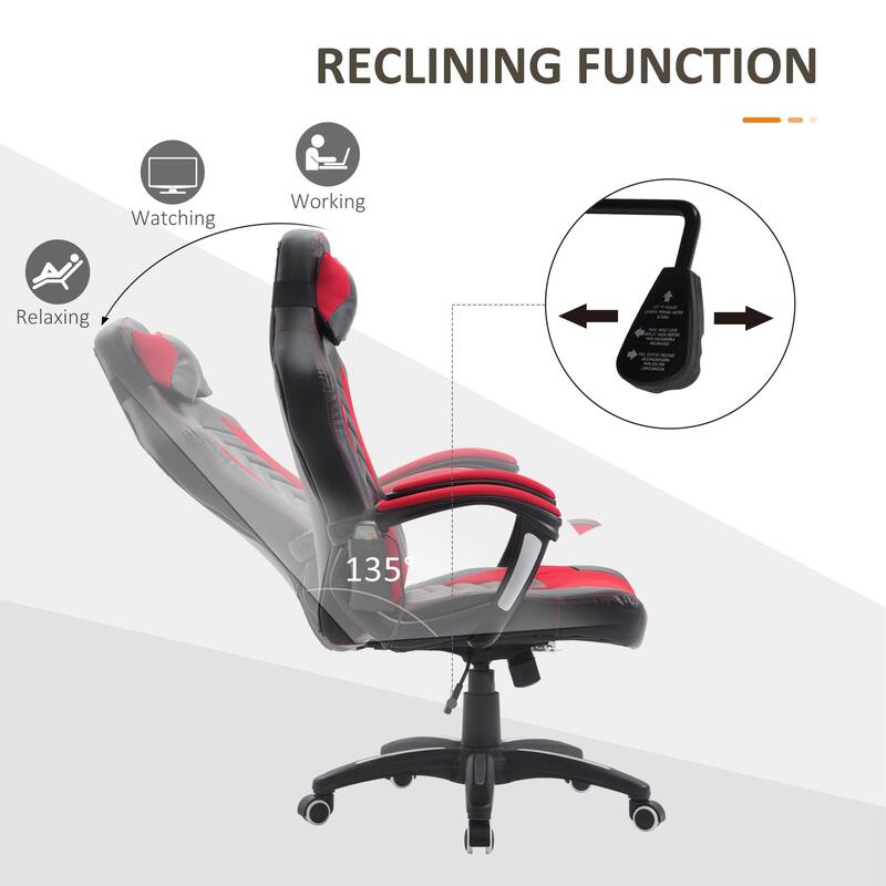 Vibration Point Massage Computer Gaming Chair Racing Style Office Chair Swivel Rolling Chair with 5 Modes Headrest, for Office