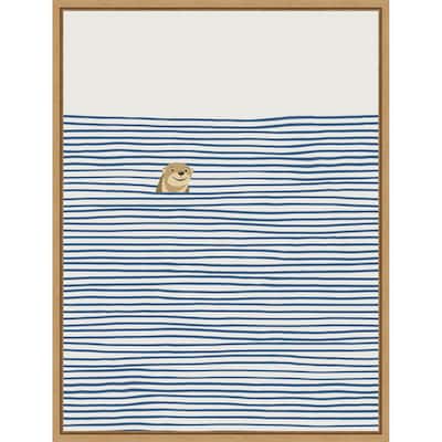 Otter in the Waves by Little Dean Framed Canvas Wall Art