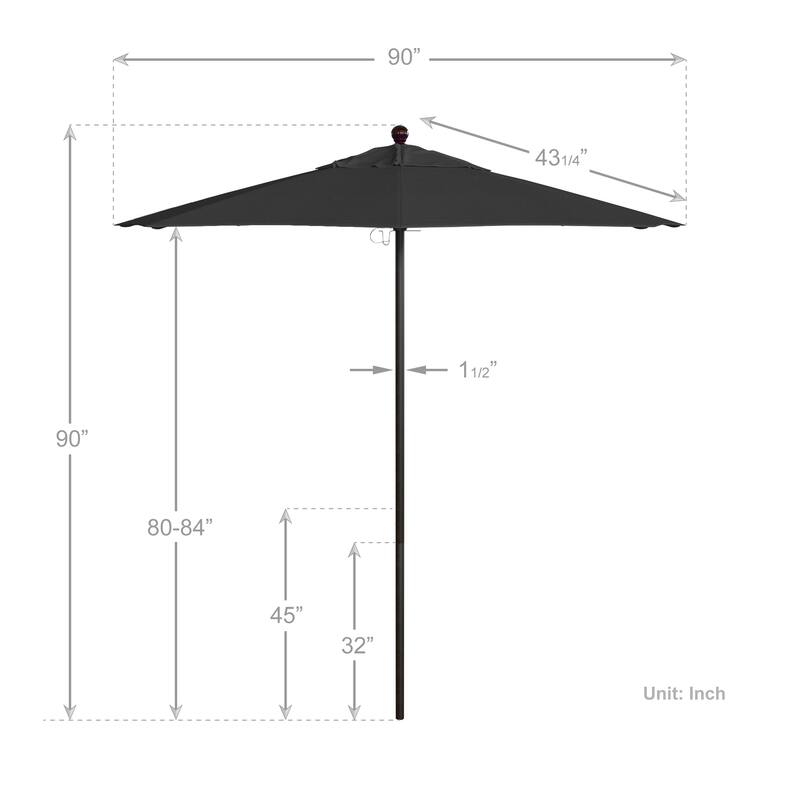 California Umbrella 7.5' Rd.. Aluminum Frame, Fiberglass Rib Market Umbrella, Push Open, Bronze Finish, Olefin Fabric