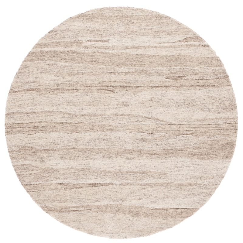 SAFAVIEH Handmade Ebony Barteldina Modern & Contemporary Wool Rug - 6' Round - Brown/Ivory