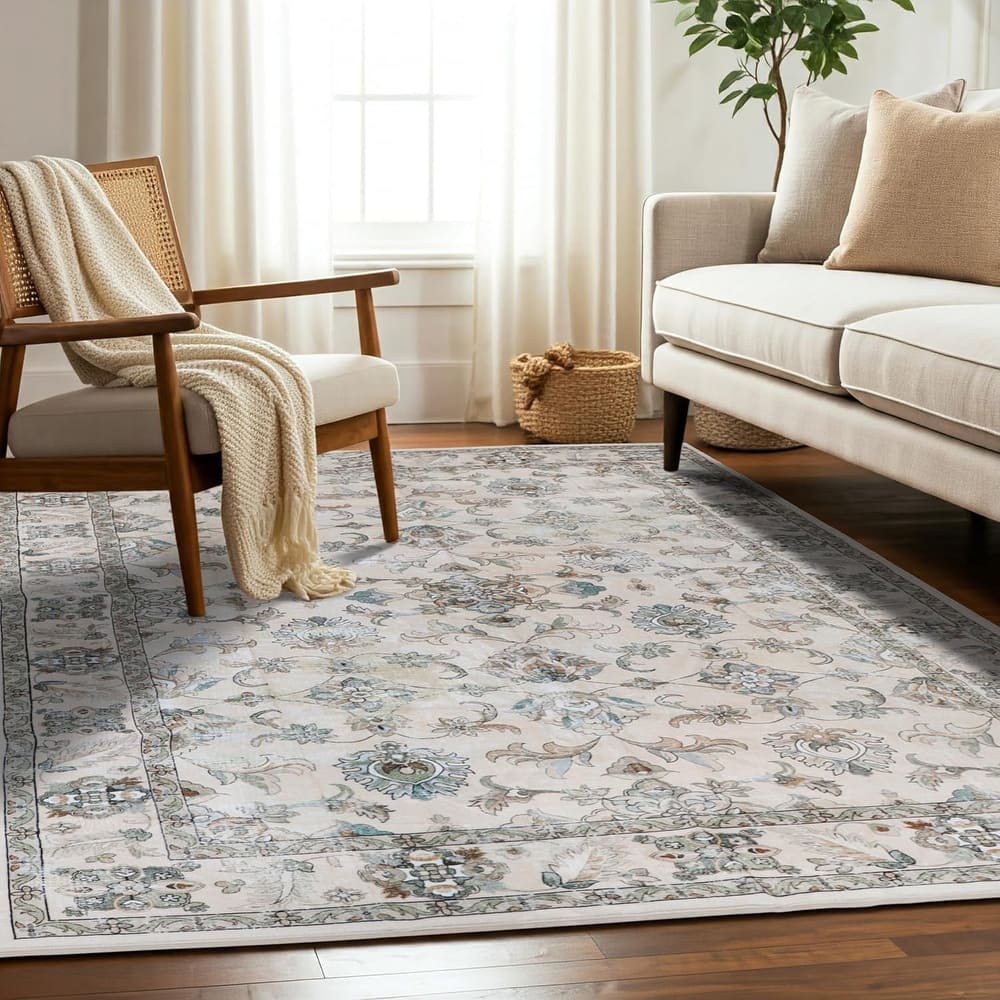 Delara Machine Washable Area Rug, Soft & Durable, Non-Slip Backing, Eco- Friendly GRS certified.