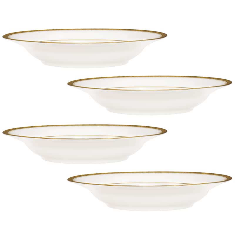 Noritake Charlotta Set Of 4 Rim Soup Bowls, 9", 27 Oz. - Gold