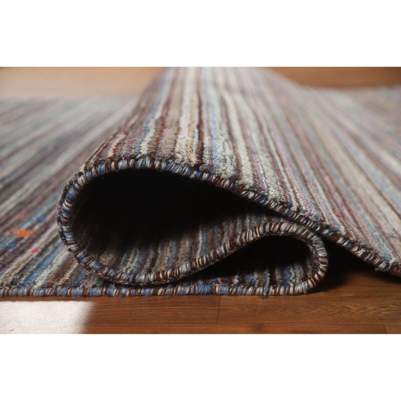 Hand Knotted Oriental 100% Wool Carpet Tribal Stripe Multi-Colored Gabbeh Area Rug - 7' 10'' X 5' 6''
