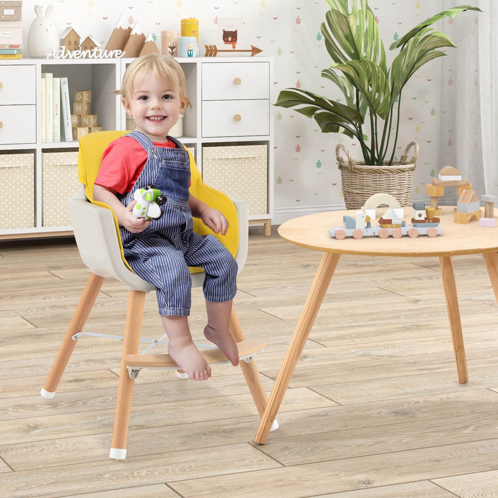 Babyjoy 3 in 1 Convertible Wooden High Chair Baby Toddler Highchair w 20.5 x 21.5 x 36 On Sale Bed Bath Beyond 28904020