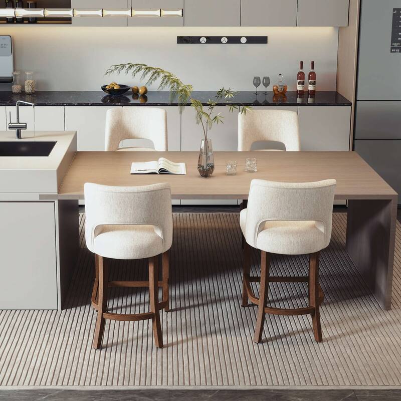 Set of 2/4/6,Upholstered Counter Height Bar Stools,Modern Counter Stools with Wood Legs for Kitchen Island Dining Room Bar