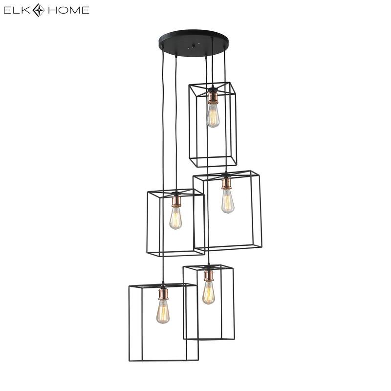 Box 21-inch Wide 5-Light Pendant in Oil Rubbed Bronze - 21in W x 19in D x 63in H