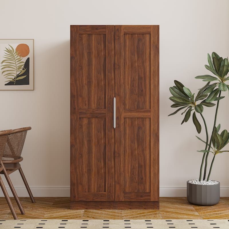 62.99in Kitchen Pantry Cabinet, Walnut Freestanding Buffet Cupboards Sideboard with Doors & Shelves