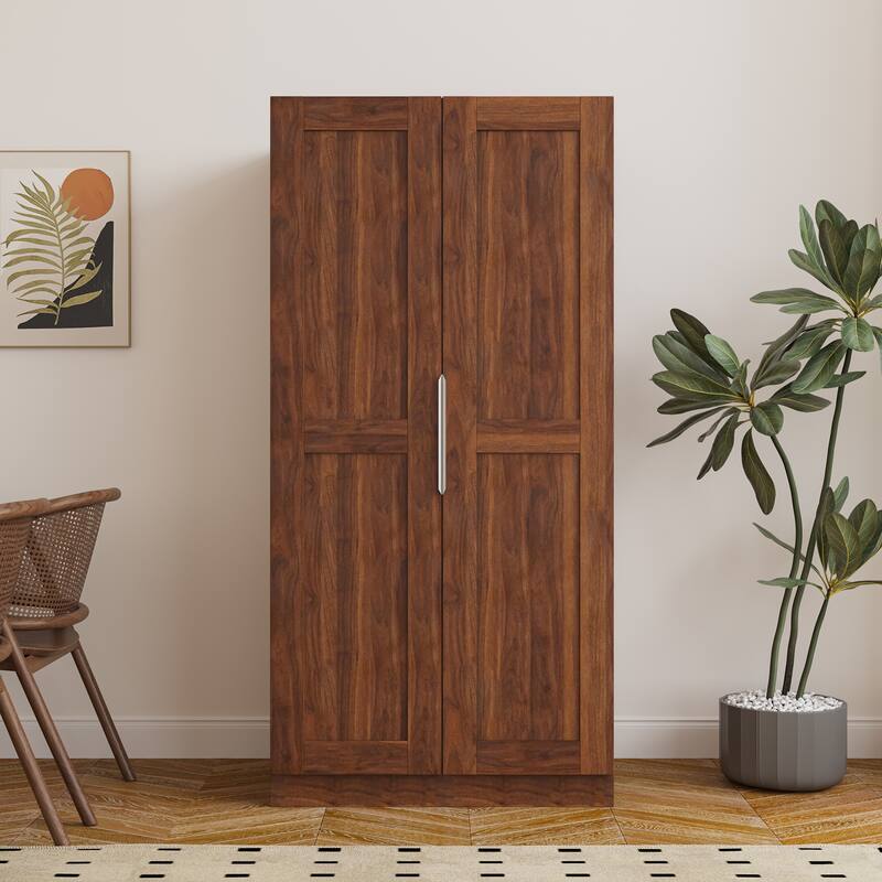 Roomfitters 62.99" Kitchen Pantry Cabinet, Freestanding Buffet Cupboard with Multi-Level Shelves and Doors