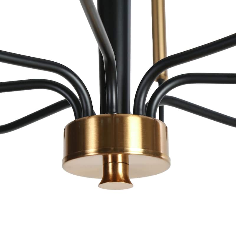 Modern 8-Light Chandelier Black Gold Classic Candle Lights for Dining Room - D 36.8" x H 25.5"