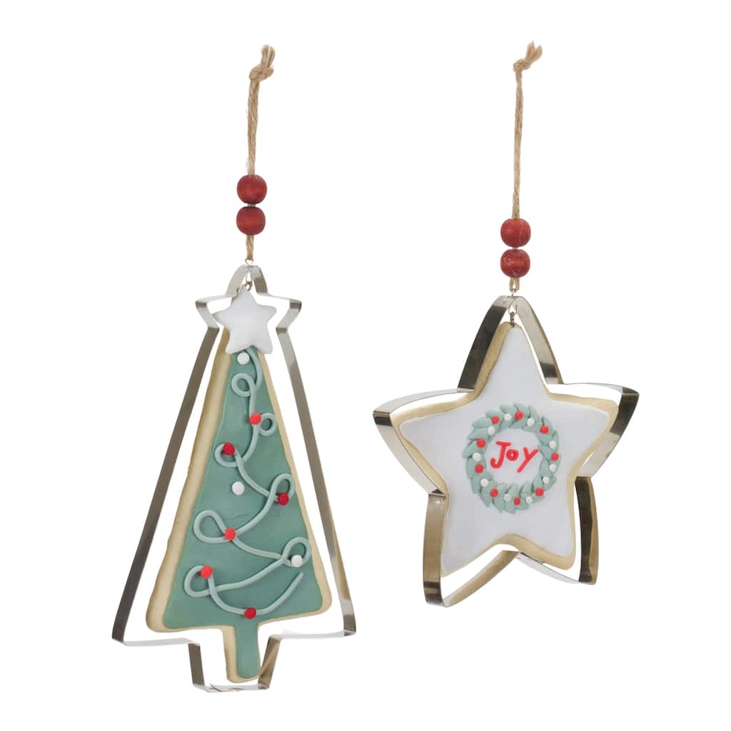 Tree and Star Cookie Cutter Christmas Ornaments - 6.5" - 12ct