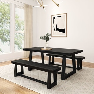 Farmhouse 72-inch Rectangle Dining Table Set with Benches