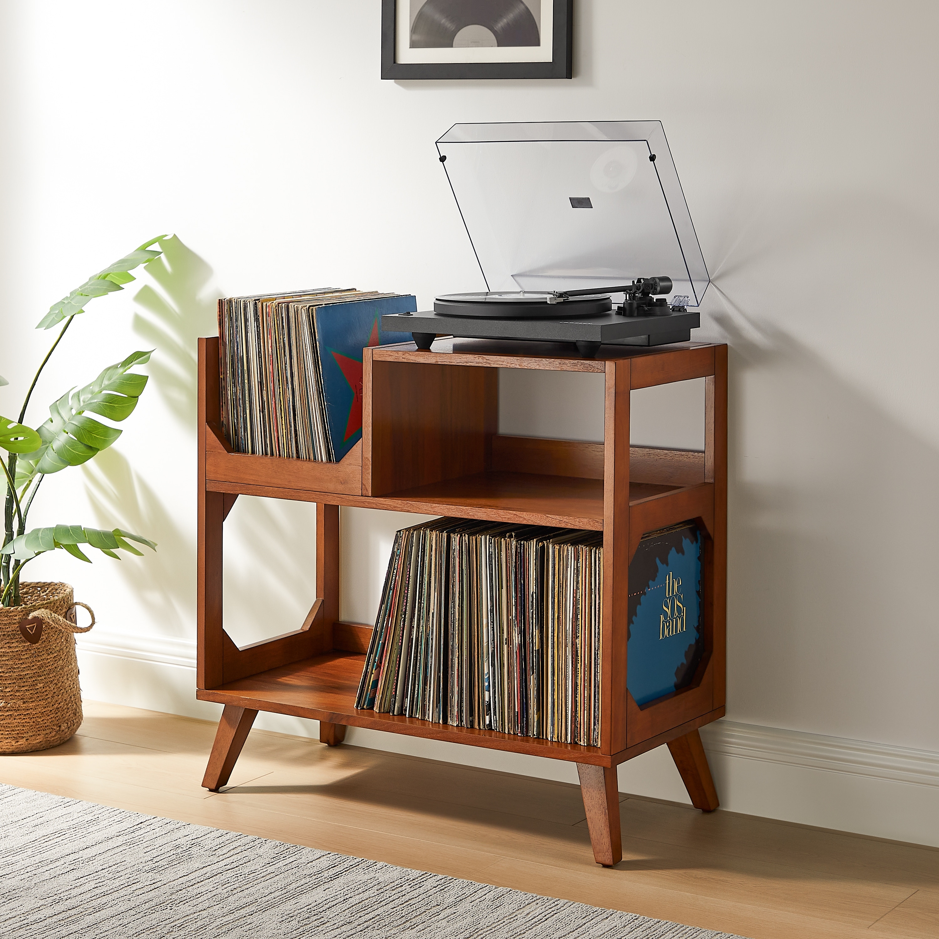 Crosley Asheville Medium Record Player Stand With Vinyl Storage
