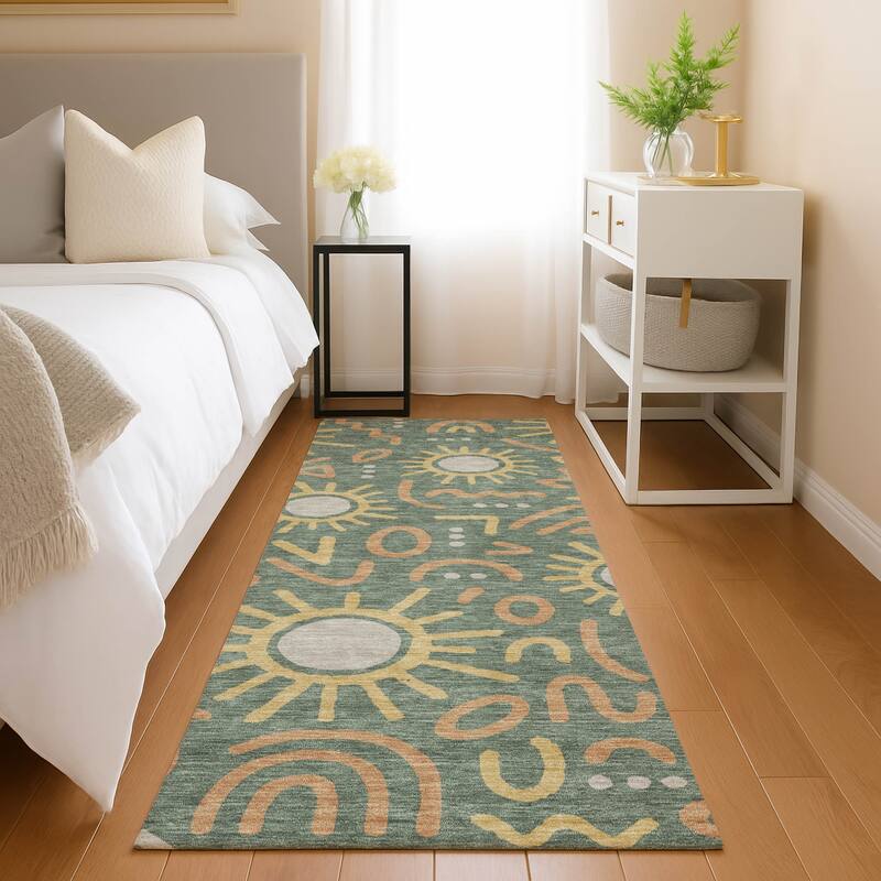 Machine Washable Indoor/ Outdoor Modern Sol Chantille Rug