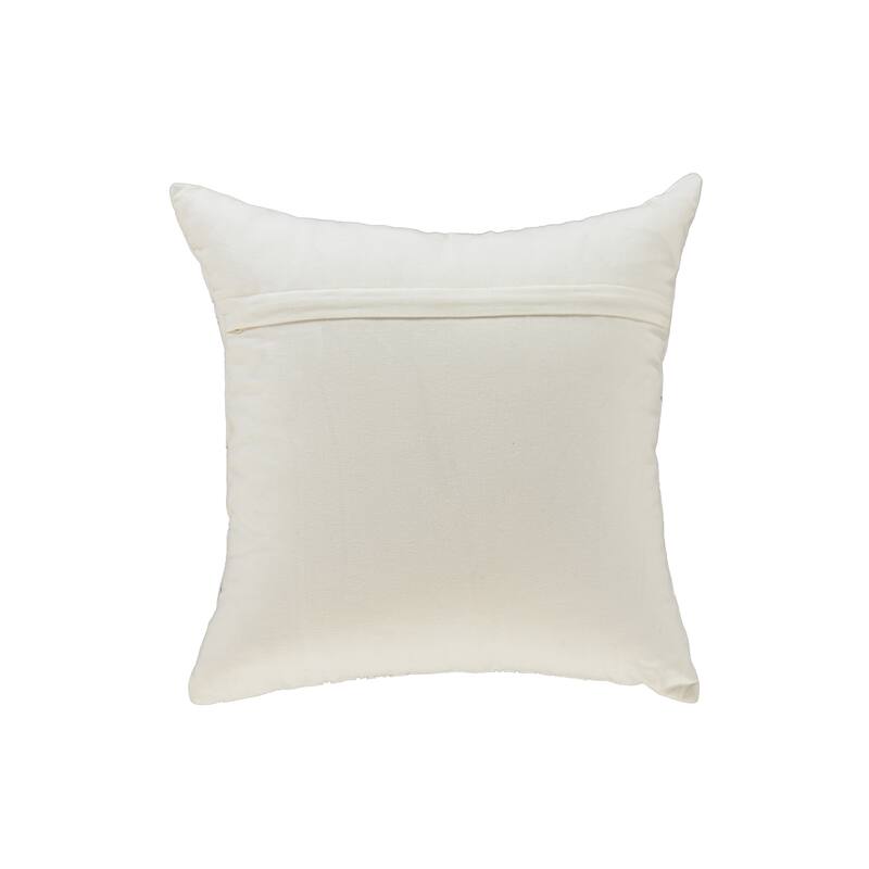 18" White And Green Cotton Merry Christmas Throw Pillow With Embroidery