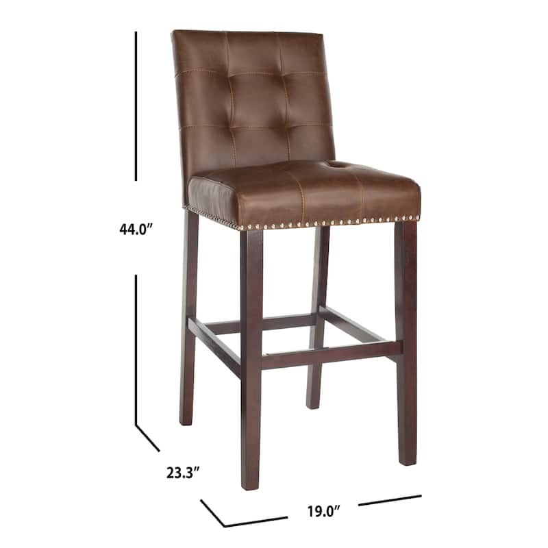 SAFAVIEH Arabella 31-inch Bar Stool - Brown / Espresso (Set of 2) - 19" x 23.3" x 44" - 19" x 23.3" x 44" - 19Wx23Dx44H