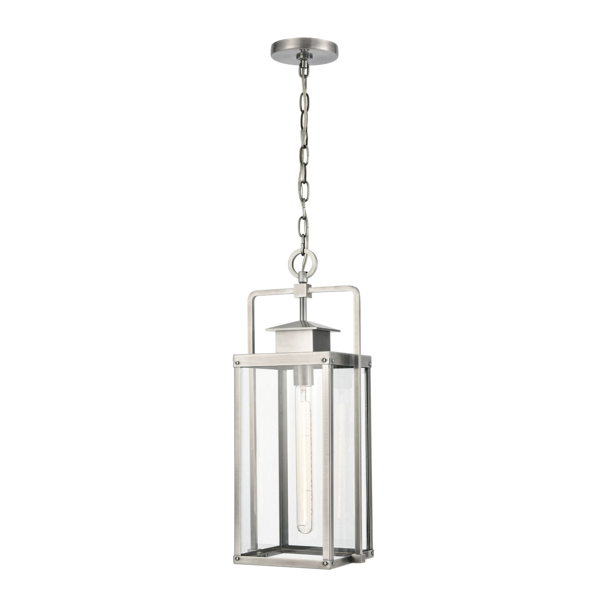Rectangular Hanging Pendant Ceiling Light Fixture - 22" - Antique Brushed Finish