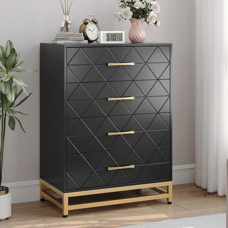 Chest of 4 Drawers Dresser with Metal Handle
